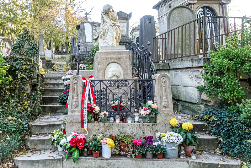 Grave of Frédéric Chopin at Père Lachaise Cemetery