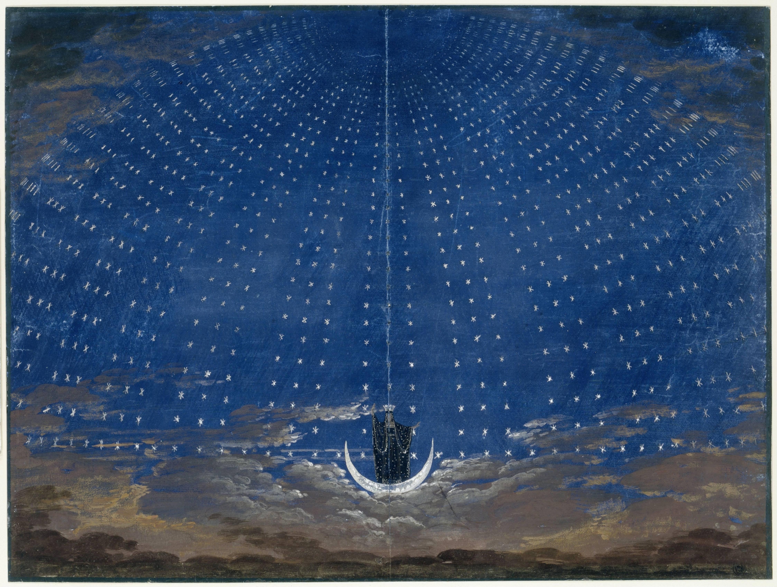 Set design for the Queen of the Night, by Karl Friedrich Schinkel, circa 1815