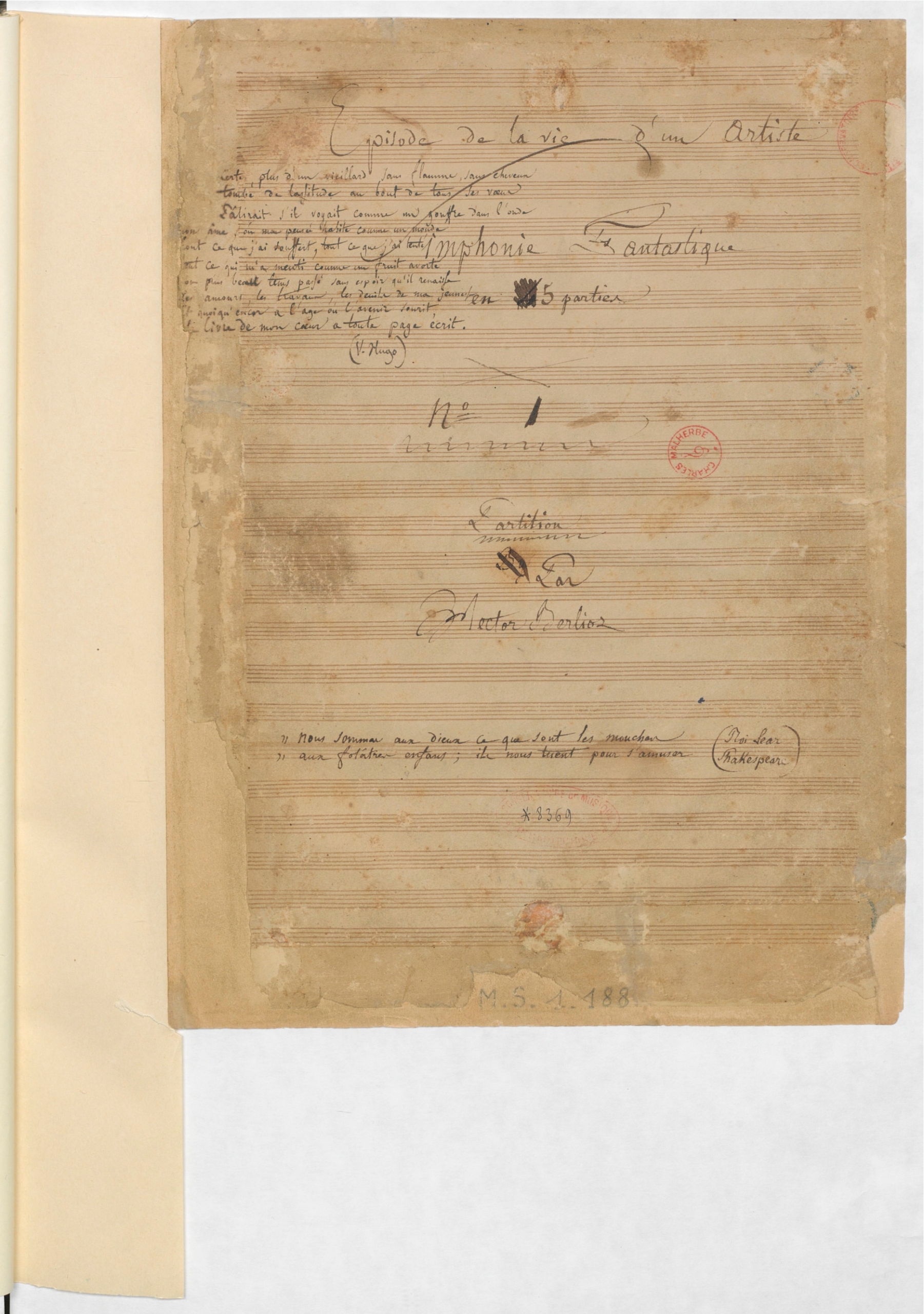 Cover page of the Symphonie fantastique's manuscript