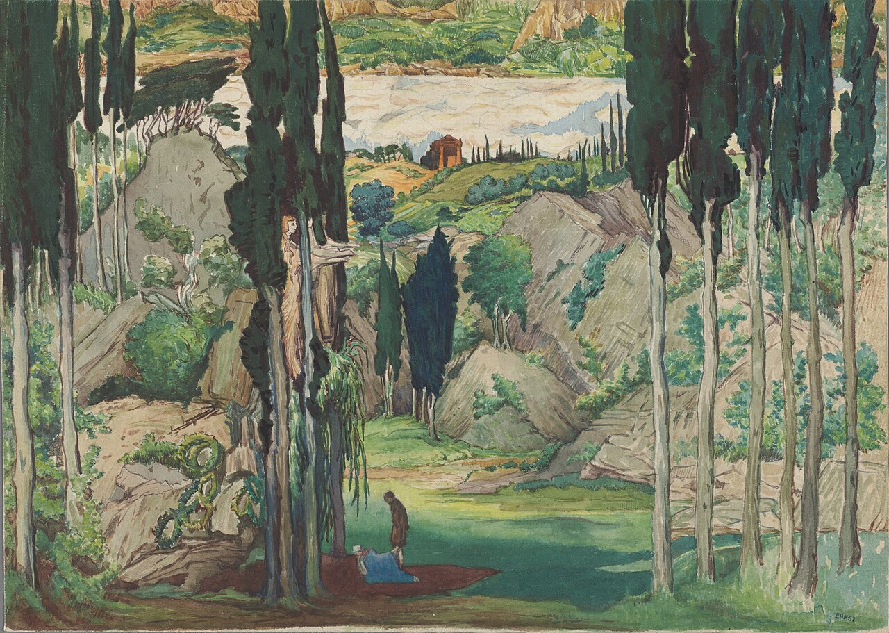 Set design for Act 1 of Daphnis et Chloé by Léon Bakst