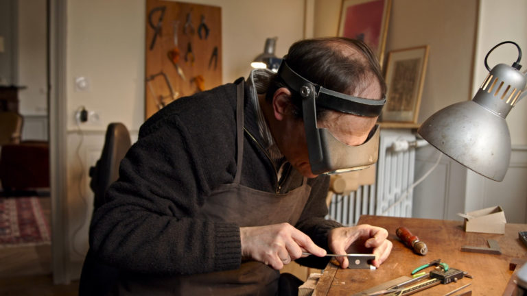 Edwin Clément working at his bench