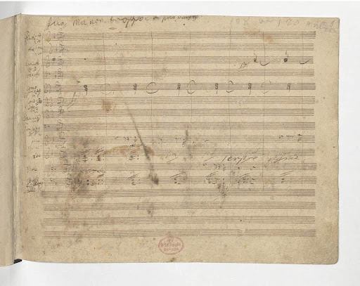 Manuscript copy of the first page of the Ninth Symphony
